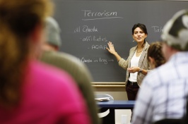 Melinda Negrón-Gonzales teaching political science class at UNH Manchester