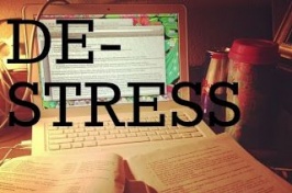 "De-stress", student working on laptop