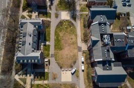 Aerial shot of empty campus