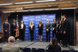 UNH Manchester's Enactus team rehearsing their presentation in preparation for the 2016 Enactus Regional Competition in Washington, D.C.