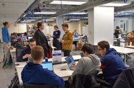 students at the ECenter during the hackathon