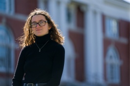 Jordyn in front of Hamilton Smith Hall