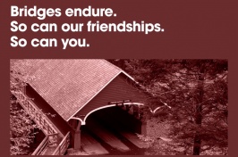 Bridges Endure text above a covered bridge