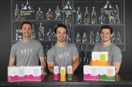 NOCA founders Richard Roy ‘16, Galen Hand ‘16 and Alex Febonio ’16 pose with their products.