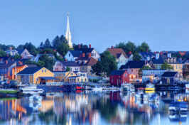 Image of the Portsmouth waterfront at dusk.