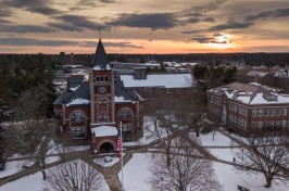 Aerial imge of University of New Hampshire campus in winter