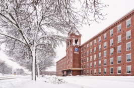 UNH Manchester campus covered in snow during winter