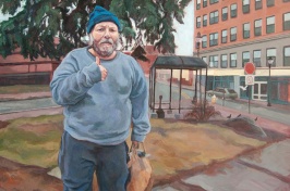 painting of man with thumbs up
