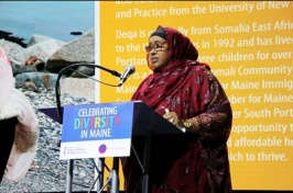 Deqa Dhalac speaking at an event