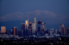 An image of a cityscape at dusk