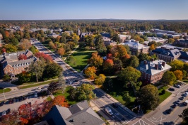Campus aerial photo in fall