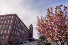 UNH Manchester building in spring