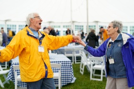 Couple dancing at reunion