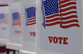 Close up view of voting booths