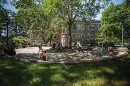 students walking on campus