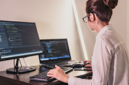 Stock photo of woman working in information technology.