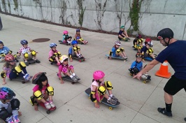 kids during skateboard class