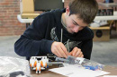 student working in new technology center