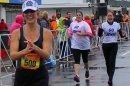 jenn higgins with supporters running marathon