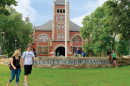 students walking in front of thompson hall