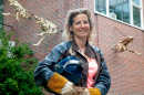 fwendy klemperer outside pcac with sculptures