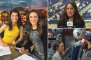 Photos of UNH alumna Chantel McCabe at work as a news anchor and reporter