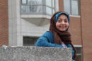 UNH student Yussra Ebrahim outside Rudman on campus