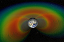 Colorful image of Van Allen radiation belts around Earth