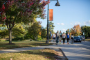 Students at a busy intersection on UNH campus