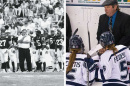 UNH football coach Bill Bowes and UNH women's ice hockey coach Bill Bowes