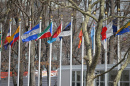 A view of flags outside the UN