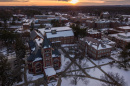UNH campus at sunset after first snowfall of fall 2017 semester