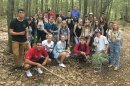 group of students posing in College Woods