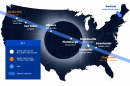 map of US showing where UNH faculty will be watching total eclipse