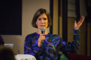 Concord Hospital addiction specialist Molly Rossignol answers questions from the audience during Science Cafe