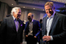 NFL Commissioner Roger Goodell (right) laughs with New England Patriots owner Robert Kraft before a news conference on Jan. 31. AP Photo