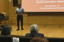 Nelson Thomas ’20 making his presentation at the Social Innovation showcase.