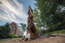 Tee sculpture at UNH by carving artist Tim Pickett