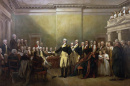 A painting depicting Washington resigning his commission