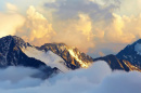 mountains with clouds in background