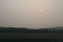 Hazy image of a landscape with faint sun 