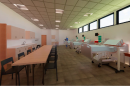 Rendering of Health Sciences Simulation Center clinical space