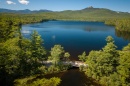 aerial of mountains and lake