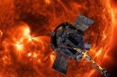 Illustration of the Parker Solar Probe near the sun.