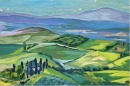 Illustrated postcard of Italian landscape