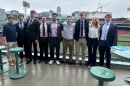 Group shot of UNH students at the Sports & Entertainment Career Fair at Fenway Park.