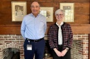 John Morison III ’76 of Hitchiner Manufacturing stands beside UNH President Elizabeth Chilton