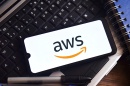 Stock photo of a smartphone displaying the Amazon Web Services logo
