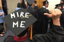 graduation cap reading hire me