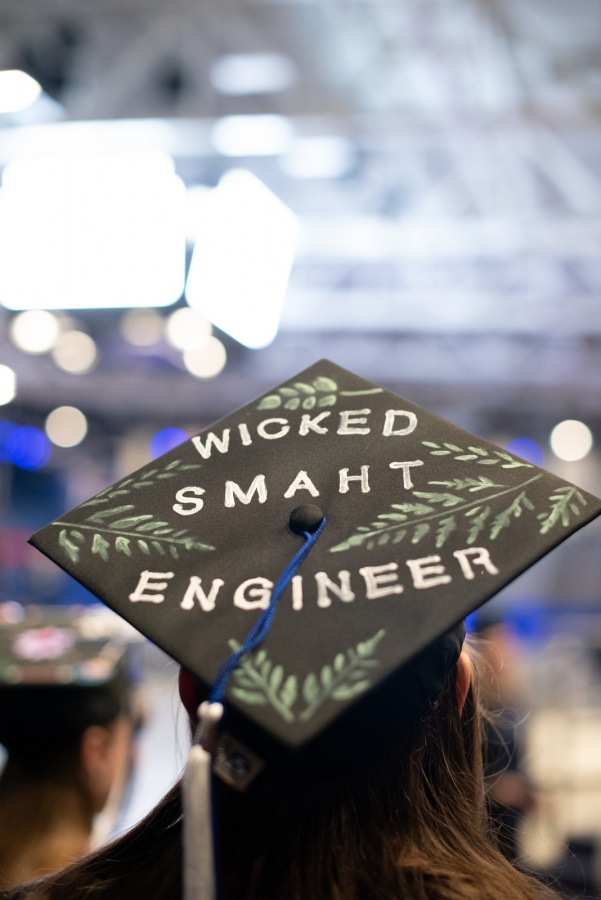 A UNH student's graduation cap